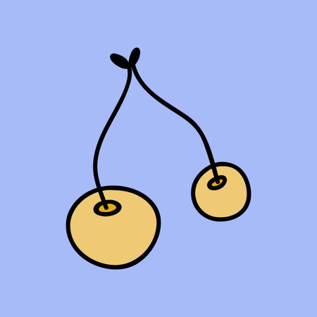 Cute and funny hand drawn vector clipart summer sweet cherryのイラスト素材