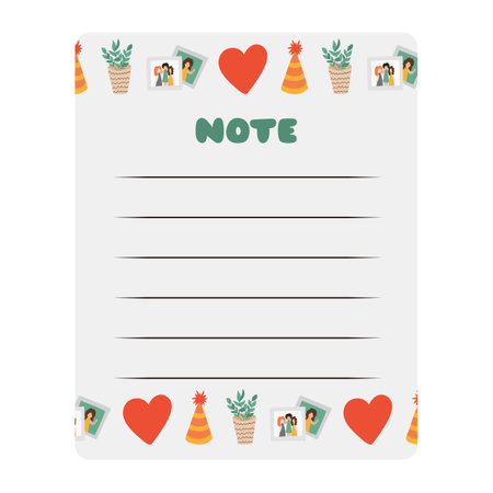 Cute scrapbook templates for planner (notes, to do, to buy and other) with colorful illustrations about work life balance. With printable, editable illustrations. For school and university schedule.のイラスト素材