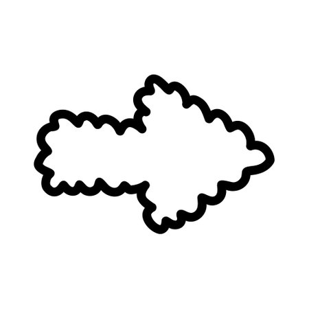 Cute hand drawn bubble arrow in comic and cartoon style. Bold and funky arrow with scribble outline. Doodle business arrow mark icon for web, banner, design isolated on white background.のイラスト素材