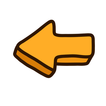 Cute hand drawn arrow in comic style. Bold and funky arrow with scribble outline. Doodle business arrow mark icon for web, banner, design isolated on white background.のイラスト素材
