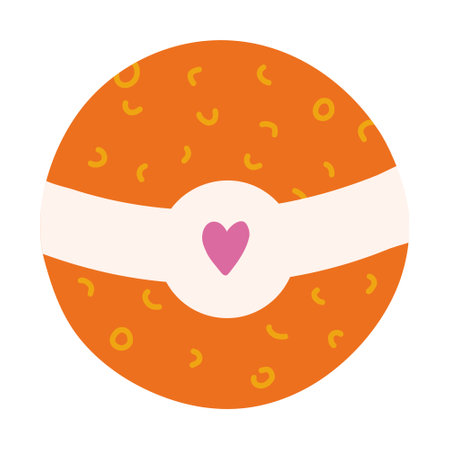 Cute cartoon bath bomb with label with a heart. Hand drawn bath organic cosmetic for relaxation, aromatherapy and spa. Simple doodle aroma bomb isolated on white.のイラスト素材