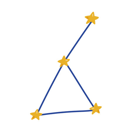 Cute cartoon star constellation from Solar System in childish style. Trendy simple sign of astronomy, astrology, universe. Hand drawn colorful constellation from stars isolated on white backgroundのイラスト素材
