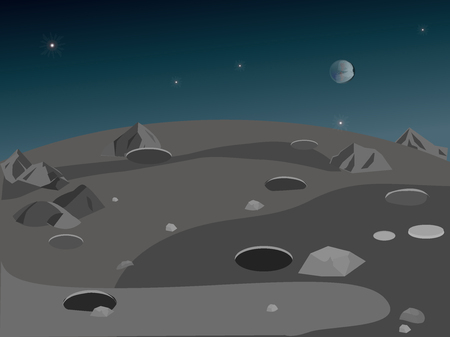 Landscape of the moon's surface, vector illustrationのイラスト素材