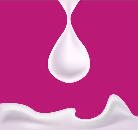 Cream white drop with white milk splash on pink background, vector illustrationのイラスト素材