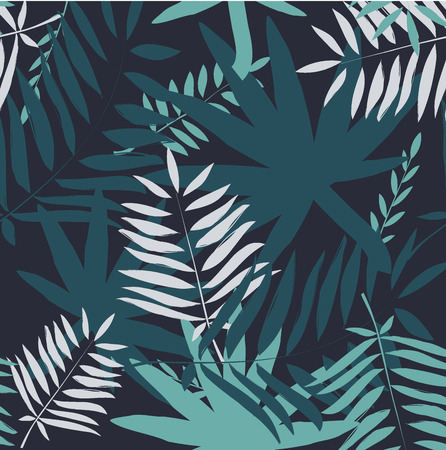 Seamless tropical pattern. Leaves palm tree illustration. Modern graphics.のイラスト素材
