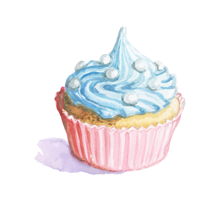 for the new year and happy with blue cream on white backgroundのイラスト素材