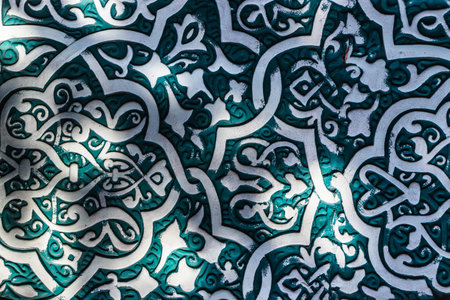 grunge background with oriental ornaments, colored decorative backgroundの写真素材