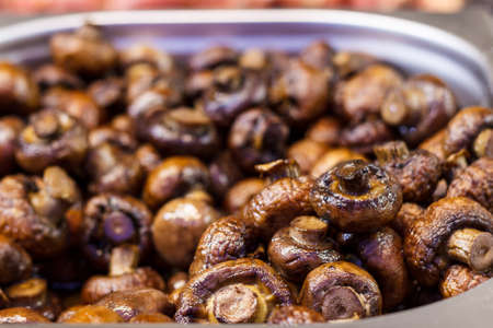 Freshly cooked grilled vegetables, tomatoes, mushrooms, eggplant, pepper ...の写真素材