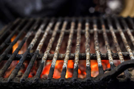 Metal grill for grilling on the charcoal grill in the open air.の写真素材
