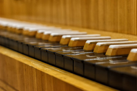 Piano close-up, musical instrument. learn to play the instrument at home. white large piano. piano...
