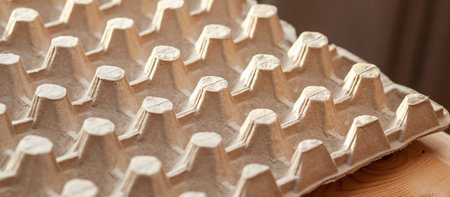 Protective cardboard packaging for storing eggs. Empty biodegradable molded egg box made of paper...