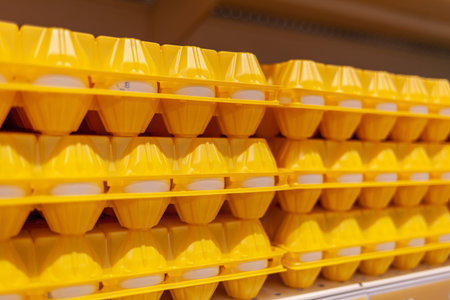 A large selection of chicken eggs for purchase at a local store.