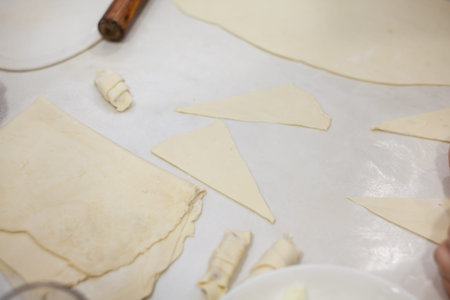 The process of making homemade croissants and other pastries at home. The family is cooking dessert...