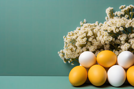 White eggs on a yellow background, Generate Aiの素材