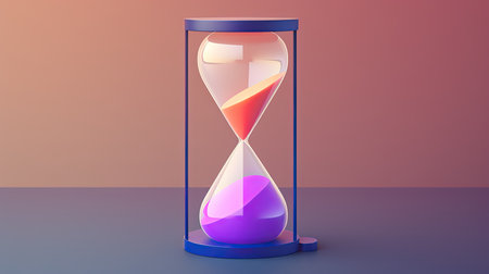 Hourglass counting down the time to expiration, ability to count time, with dedicated space for copying. Generate AIの素材