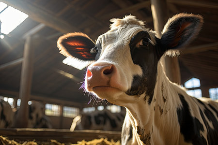 cow close-up, cattle, livestock, the muzzle of an animal, head with horns, Generative AIの素材