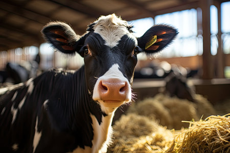 cow close-up, cattle, livestock, the muzzle of an animal, head with horns, Generative AIの素材
