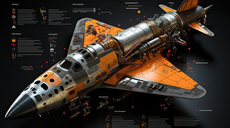 large spaceship in space in orbit against the background of the earth, Cinematic Still, Future concept, Generative AIの素材