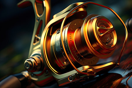 Fishing reel close-up, Generative AIの素材