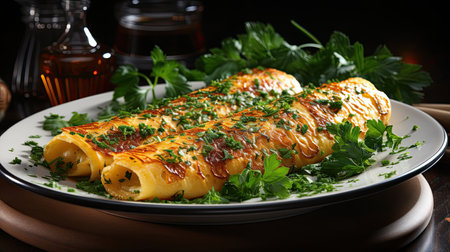 Delicious dish prepared using chicken eggs, such as an omelette or scrambled eggs, Generative AIの素材