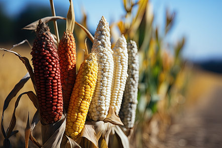 Different types of corn plantings, showcasing diversity and innovative methods, Generative AIの素材
