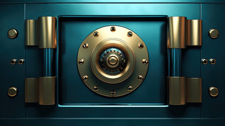 An isolated safe positioned on a table, emphasizing security and protection, Generative AI.の素材