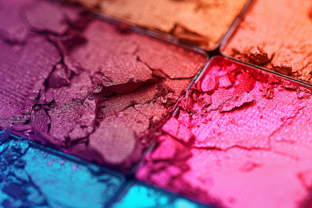 Detailed close-up of a smooth, multi-colored tile showing bright and vibrant hues with visible texture.の素材