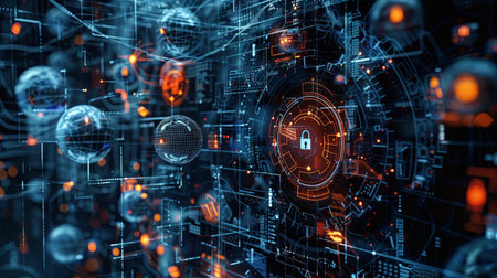 Digital abstract network with nodes protected by AI algorithms and enhanced security measuresの素材