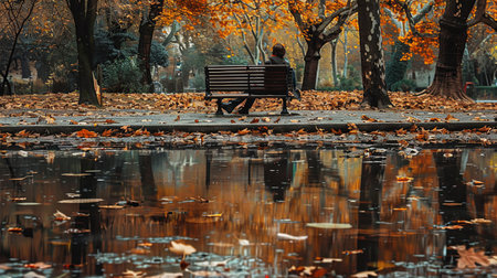 A person sits alone on a park bench, their face obscured by shadow, as the sunlight filters through the trees.の素材