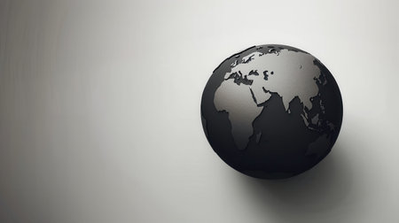 Simple black and white globe illustration suitable for travel agencies, global companies, and businesses needing a modern world image.の素材