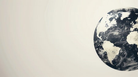 This globe image with black outlines of continents is a visually appealing choice for travel companies, thanks to its clean and minimal design.の素材