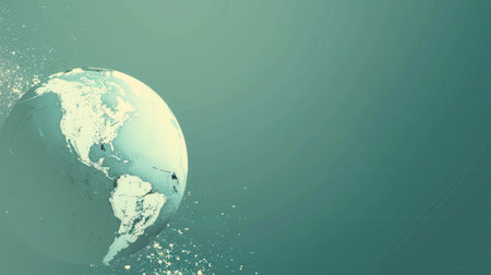 A minimalistic globe illustration depicting the Americas in a light, green color scheme. Perfect for travel agencies and global companies.の素材