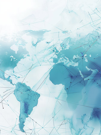 A simple, clean-lined image of the world with continents in blue tones. Perfect for travel agencies and global travel businesses.の素材