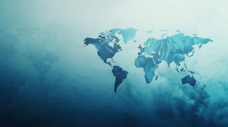 A minimalistic illustration of a world map with clean lines, perfect for travel agencies or global travel companies.の素材