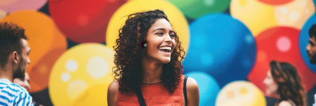 A vibrant image showing a diverse group of individuals, capturing the energy and inclusivity of social media communities.の素材