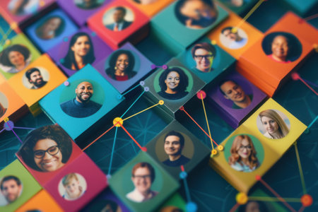 A vibrant, abstract image representing the connectedness of online communities on social media platforms.の素材