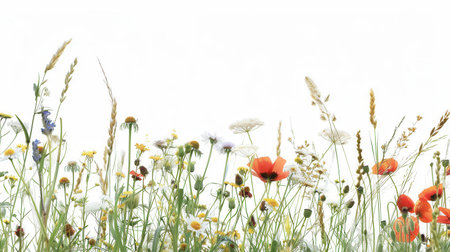 A beautiful image of wildflowers blooming in a meadow, perfect for creating a natural and rustic feel for your brand.の素材