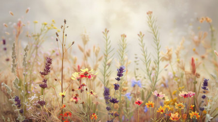 A vibrant image of wildflowers blooming in a summer meadow, perfect for adding a touch of nature to your designs.の素材