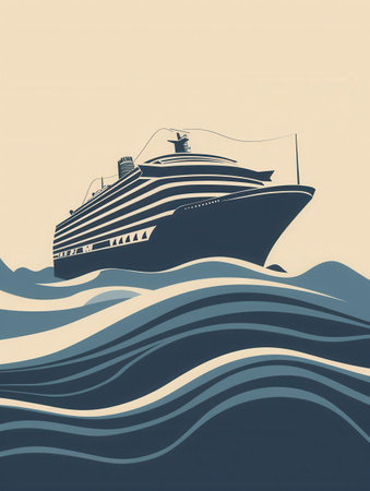 A minimalist and elegant silhouette of a sailboat sailing on calm waters, perfect for companies offering sea travels and yachting experiences.の素材