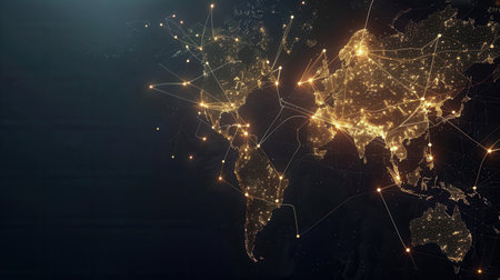 A minimalist background image featuring a world map with highlighted routes, representing global travel and connectivity.の素材