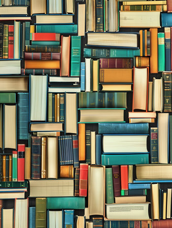 A vibrant stack of educational e-books displayed on tablets and e-readers, showing the modern approach to digital learning.の素材