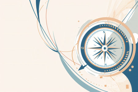 A simple compass illustration featuring clear lines, perfect for navigation apps and travel services.の素材