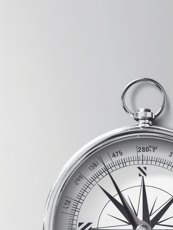 A classic compass with clear lines, ideal for navigation apps and travel services.の素材