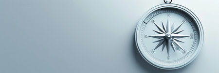 A white compass on a white background, featuring a clear compass rose and cardinal directions.の素材