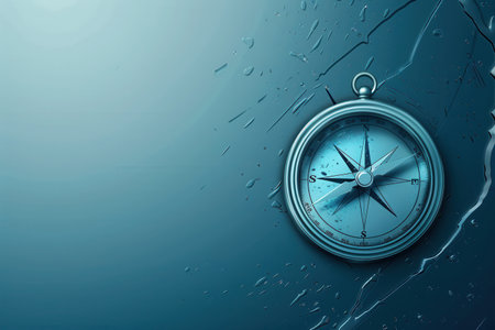 A simple and symbolic compass with clear lines, ideal for navigation apps and travel services.の素材