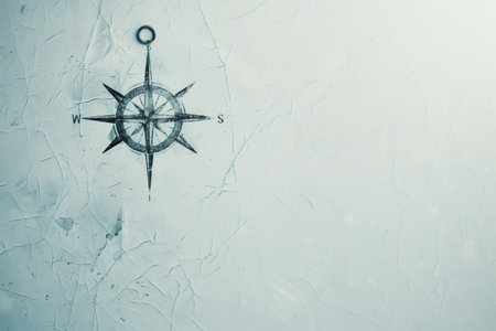 A minimalist compass design featuring clear lines on a white background, perfect for navigation apps and travel services.の素材