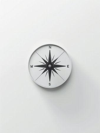 A simple compass with clear lines, perfect for representing navigation and travel services.の素材