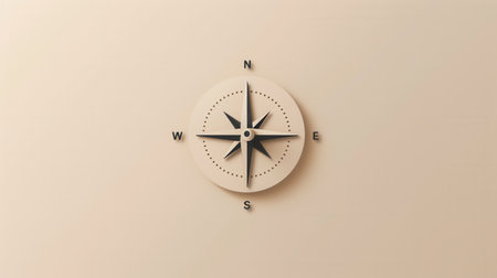 A minimalist compass illustration with clear lines, perfect for navigation apps and travel services.の素材