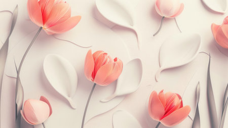 A contemporary, clean design featuring geometric floral patterns, perfect for modern design and architectural studios.の素材