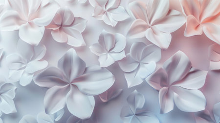 A minimalist, contemporary image featuring geometric floral patterns in soft, pastel hues. Ideal for modern design and architectural projects.の素材